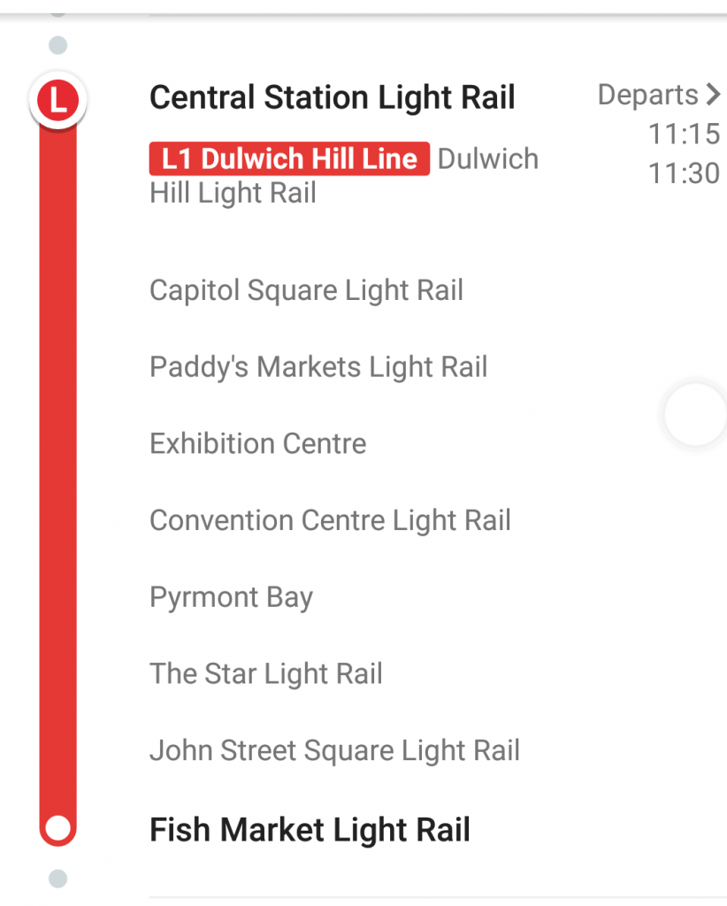 Fish Market light railway timetable